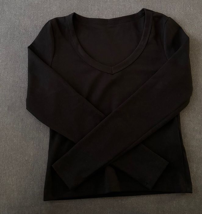 Елегантна, прилепнала, нова черна дамска блуза, размер S