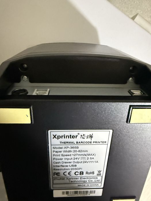 Принтер Xprinter XP-365B черный, термоэтикетка, принтер чеков.