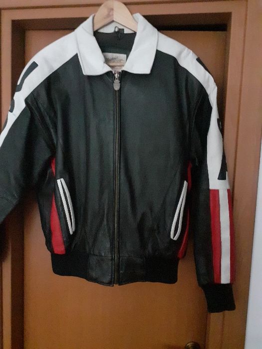 USA Geaca de piele cu steagul Americii