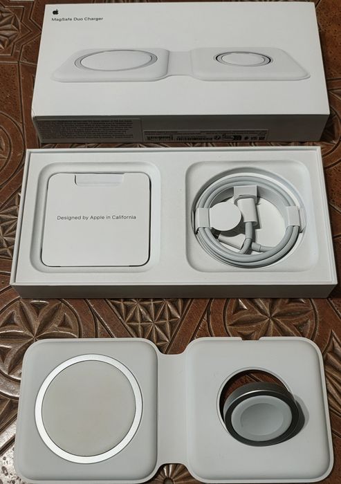 Incarcator wireless APPLE MagSafe Duo Charger, MHXF3ZM/A, USB-C, 14W, alb