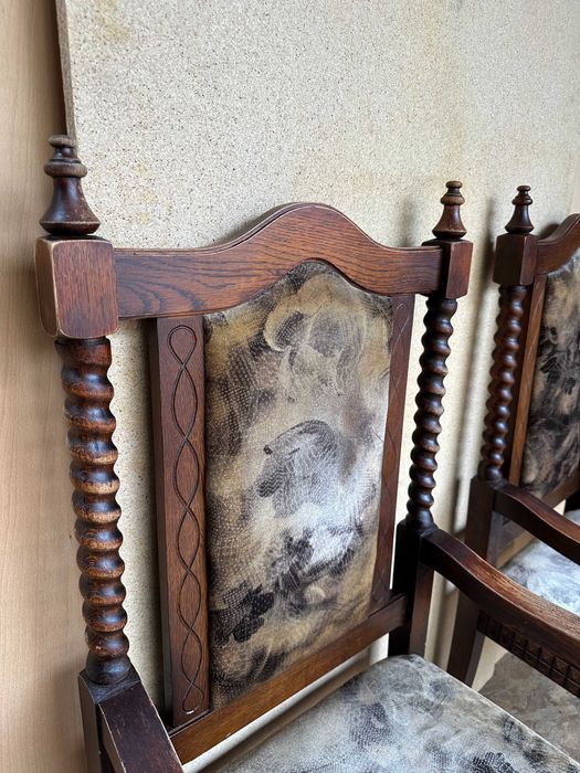 Jilt din lemn masiv stil Baroc; Fotoliu; Scaun cu elemente sculptate