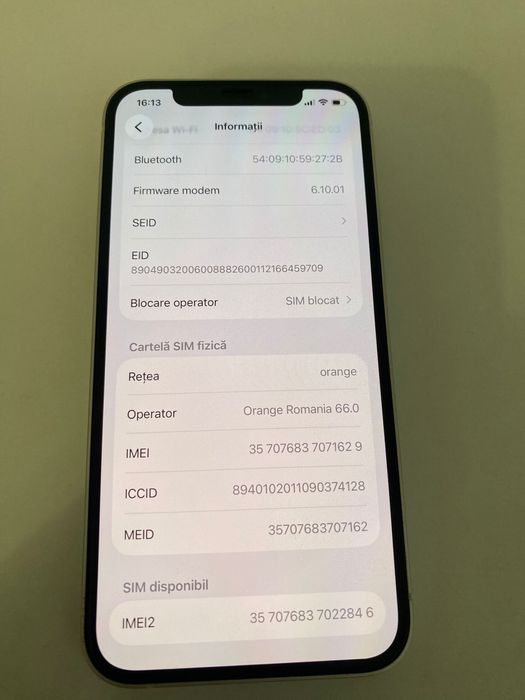 Iphone 12 126 GB white/alb