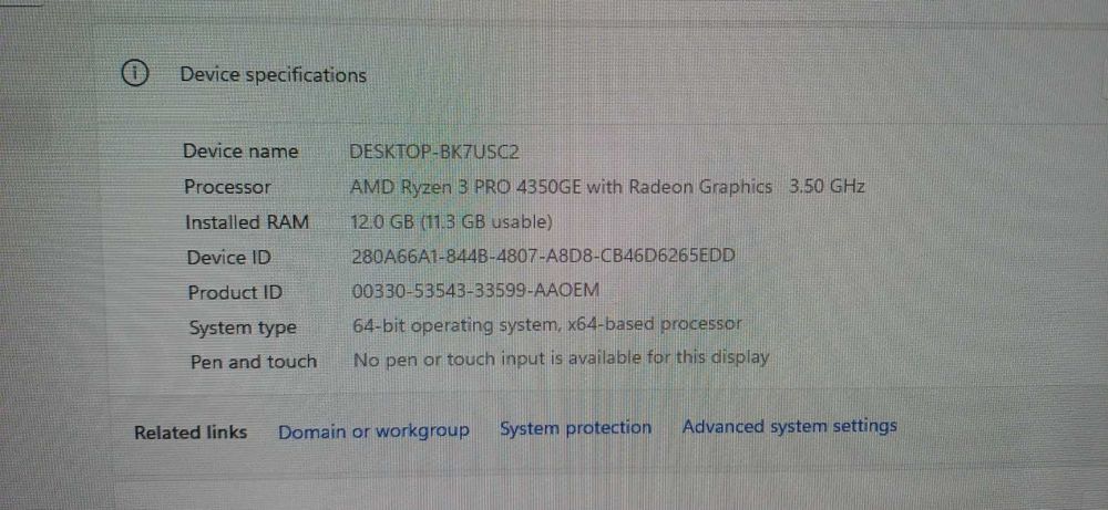 Mini PC HP ProDesk 405 G6 | AMD Ryzen 3 PRO - 4350GE | 12GB RAM | 256GB SSD NVMe - NEGOCIABIL