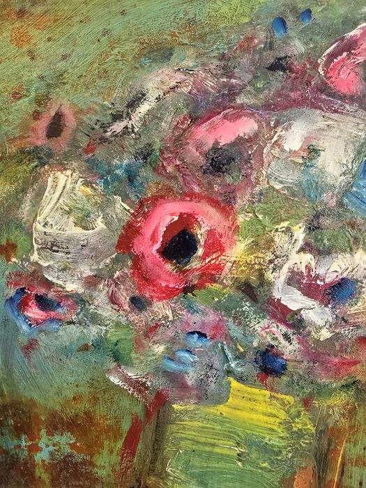Pictura Anemone artist Murivale ulei pe carton 2021