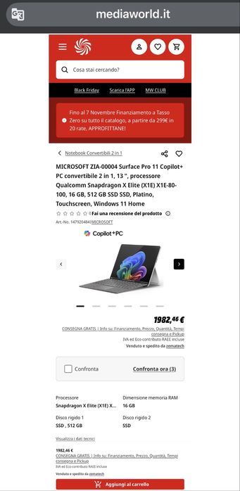 Tableta Microsoft Surface Pro 11 13” X Elite 16GB 512GB Platinum – Nou