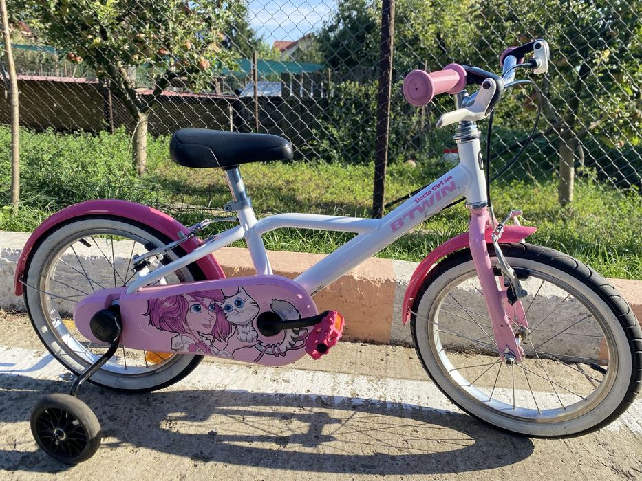 Bicicletă copii B’TWIN – roți 16”, cu roți ajutătoare