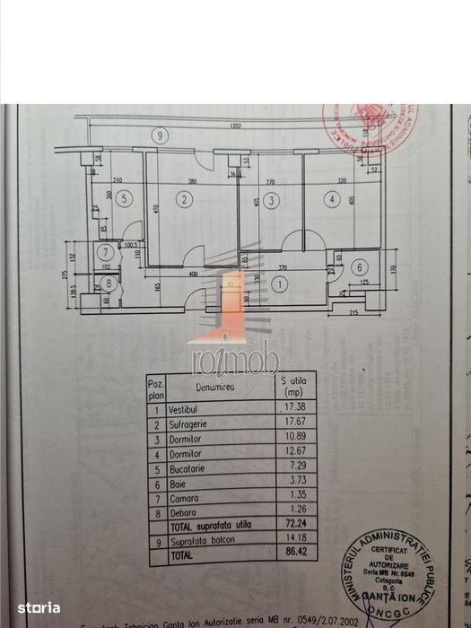 Apartament 3 camere decomandat, etajul 1,  Doamna Ghica