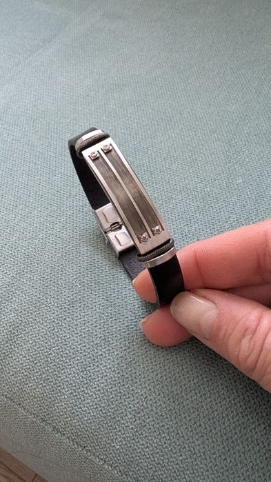 Мъжка гривна естествена кожа/ стомана