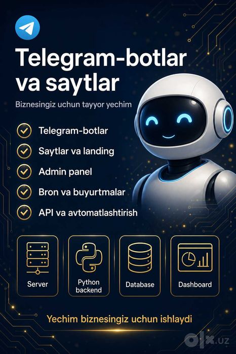 Telegram-botlar, saytlar va admin panel