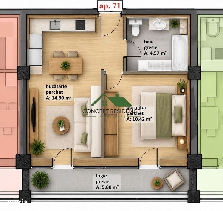 Apartament 1 cameră | 41 mp | Revolution Plaza Tower III