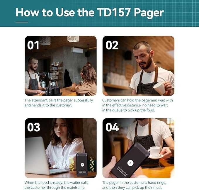 Retekess TD157 Пейджър система, 16 пейджъра, Gastro, 300 mAh