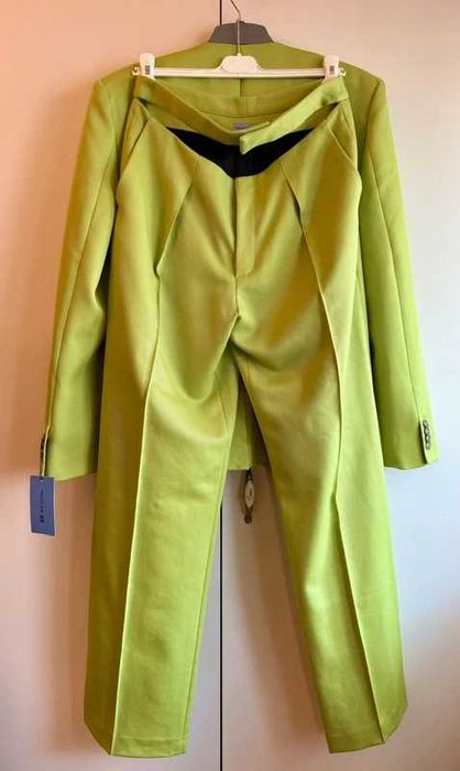 Costum Thierry Mugler x H&M - Sacou și Pantaloni cu decupaje - Verde Neon - Nou