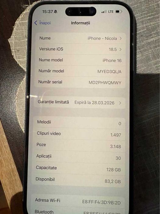 iPhone 16 green 128gb 94%sanatate baterie