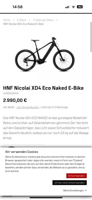 Bicicleta electrica HNF Nicolai XD4