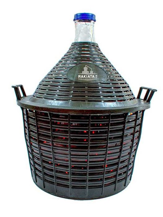 Дамаджана стъклена 5л. с PVC оплетка-кош и дръжки PVC капачка 21200075