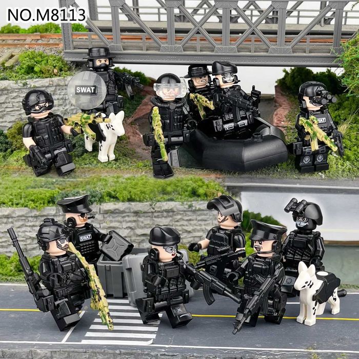 Set 12 figurine tip Lego SWATT team cu accesorii