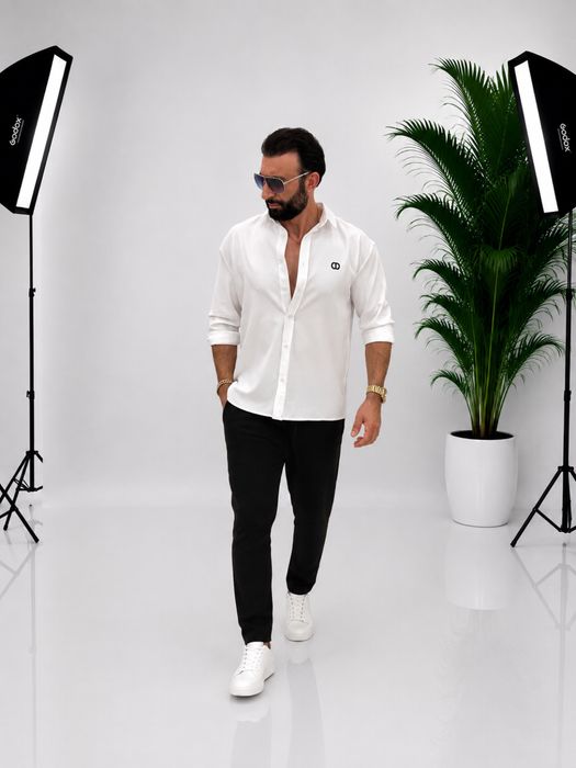 Compleu Barbati %95 Bumbac %5 Polyester Elegant camasa alba &pantalonui Negeri