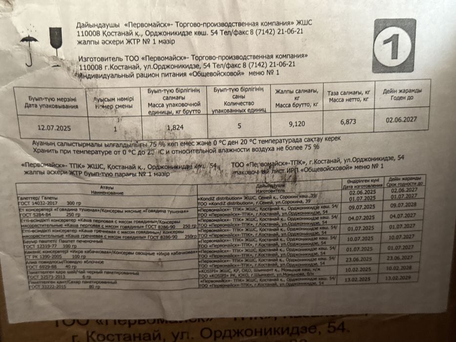 Индивидуальныйн Рацион Питания (ИРП) Сухпайок