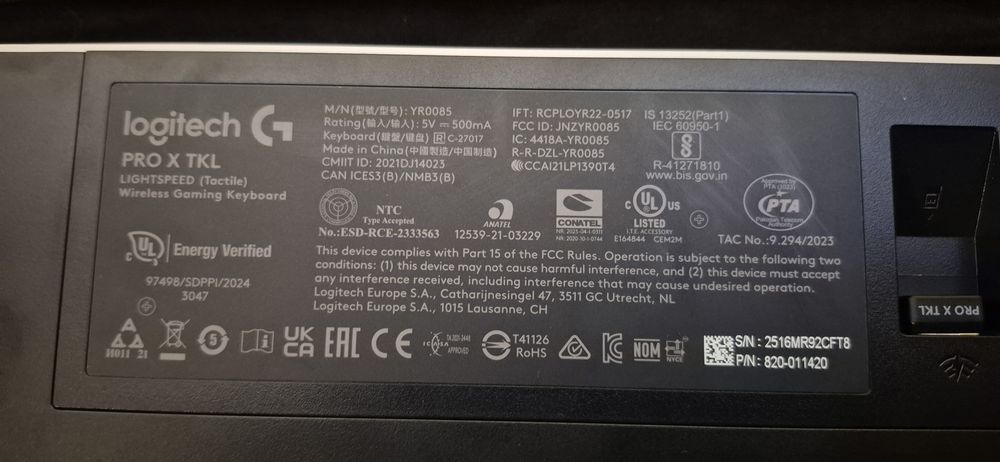 Tastatura Gaming Logitech G PRO X TKL Lightspeed, Alb