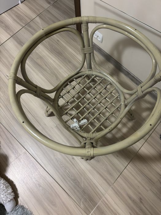 Masa din ratan cu blat din sticla 78/78cm