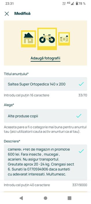 Saltea super ortopedica 140 x 200