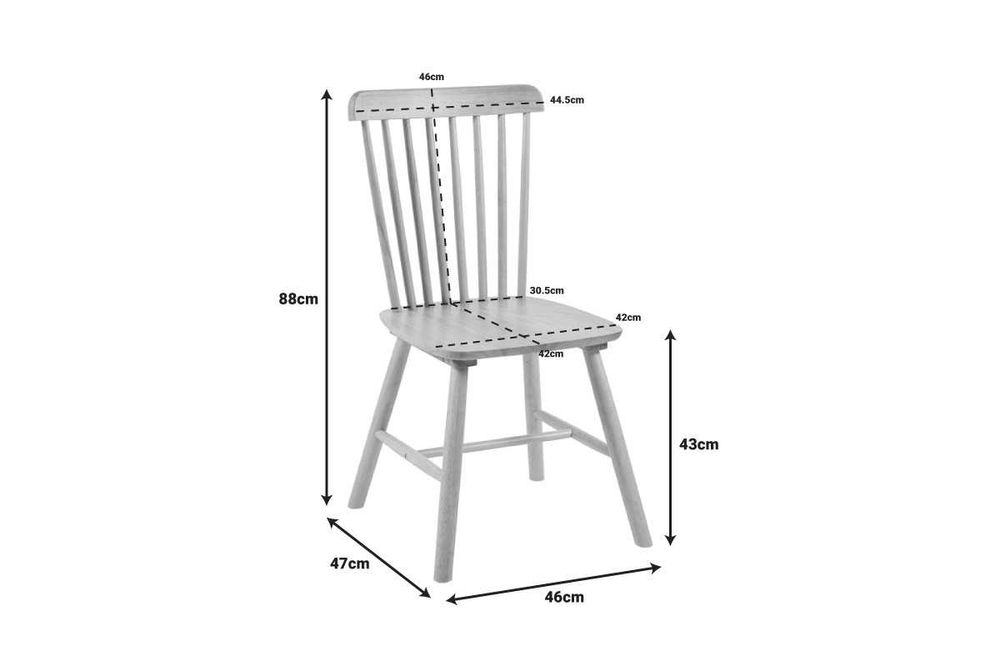 Трапезен стол Puzzle-home Melia, Каучуково дърво, Два цвята,45x51x87cm