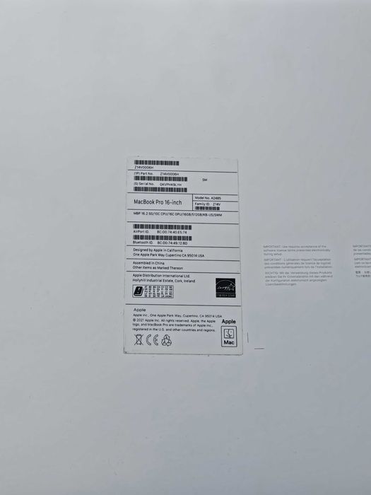 MacBook Pro 16' 16GB RAM 512GB M1 Pro