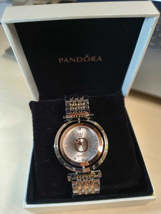 Ceas Pandora cu cadran rotativ culoare argintie-gold rose