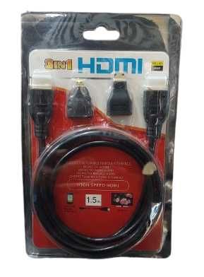 HDMI кабел 3 in 1 + Mini HDMI и Micro HDMI 1.4 4K 1080P 1.5m