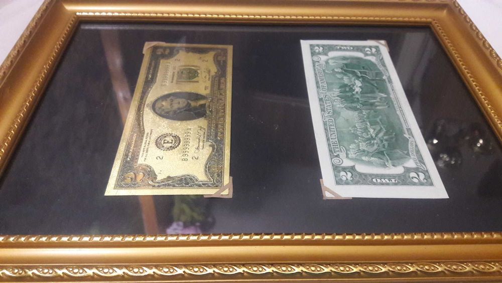 2 доллара США. В рамке. Сувенир.