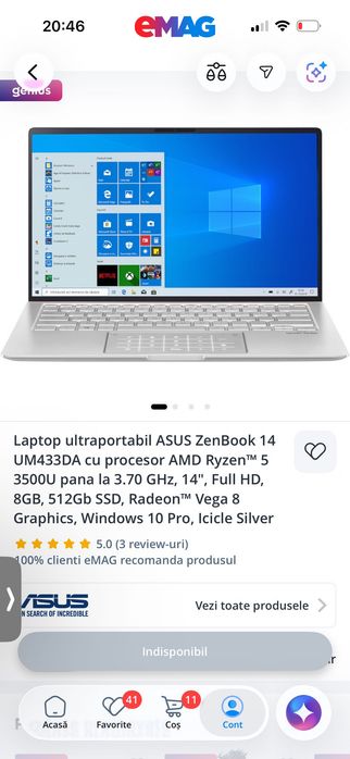 Vand laptop Asus ultraportabil, ZenBook, 14', UM433DA