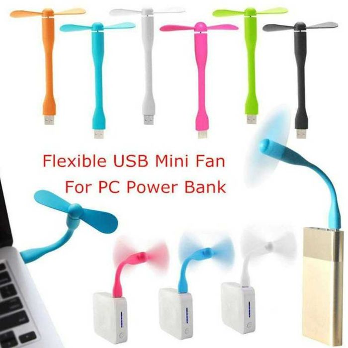 Мини USB Вентилатор 1W за Лаптоп, Power Bank и др. / Зелен / Бял /