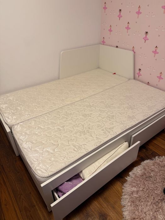 Vând Divan IKEA FLEKKE 2sertare/2saltele, alb, 80x200 cm aproape nou!