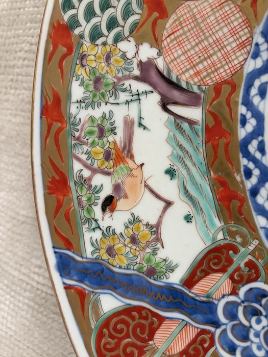 Platou japonez Imari / Kinrande 40 cm – porțelan pictat manual