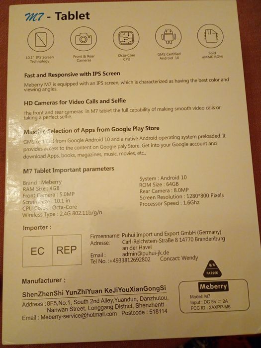 Tableta MeBerry, la cutie