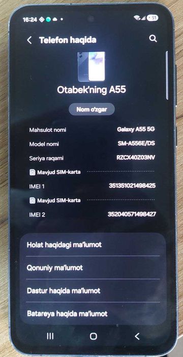 Galaxy A 55 Xolati zor