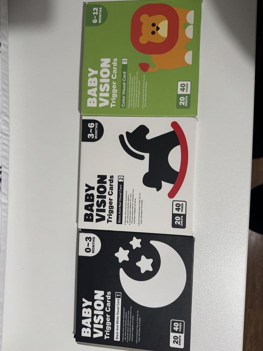 Set 3 carti pt stimulare vizuala bebelusi  0-12 luni