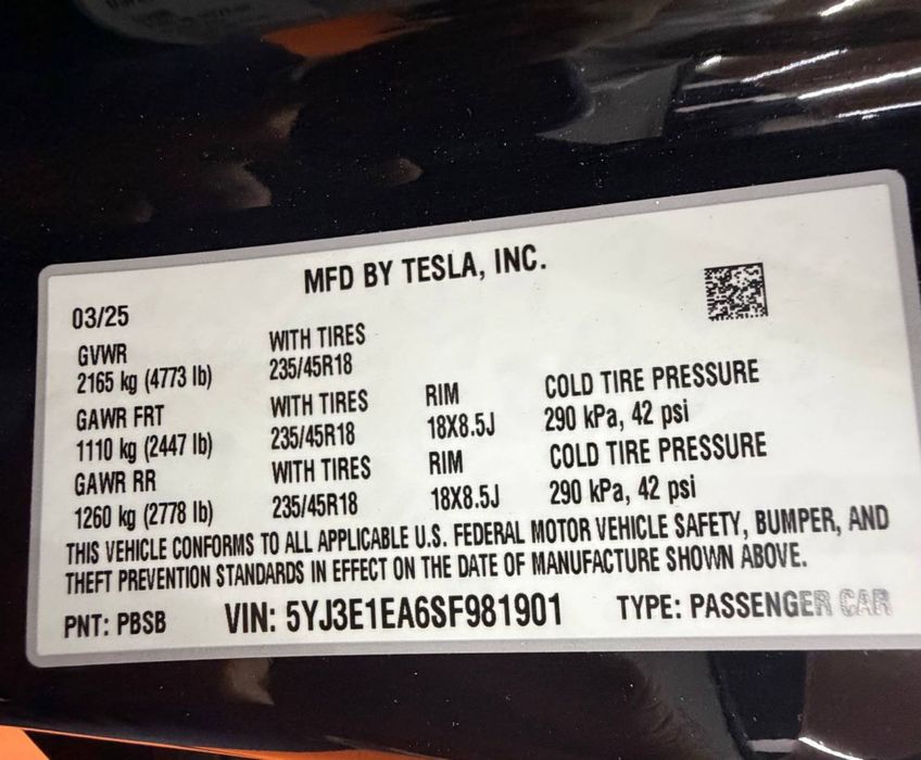 Tesla Model 3 Highland Long Range RWD USA