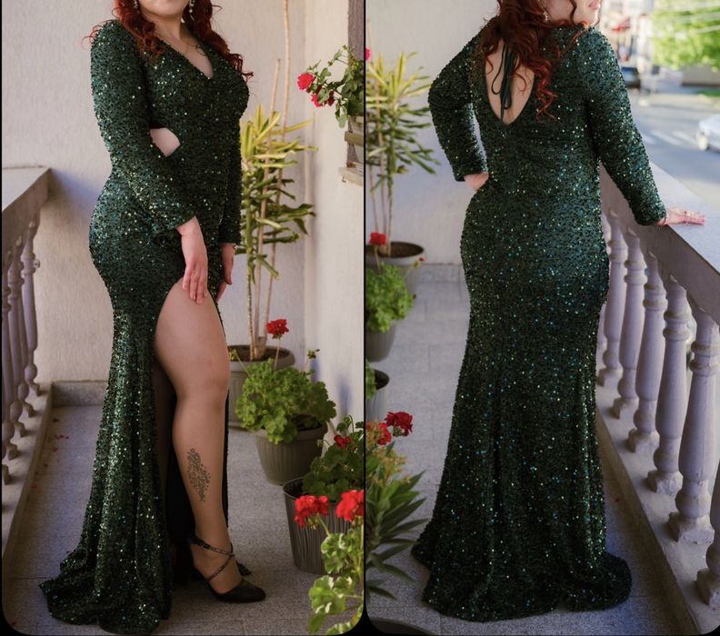 Rochie verde cu paiete
