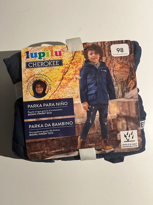 Jachetă parka copii kaki și albastră