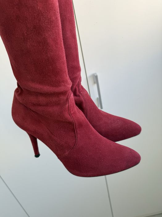 Замшевые ботфорты Stuart Weitzman / сапоги-чулки