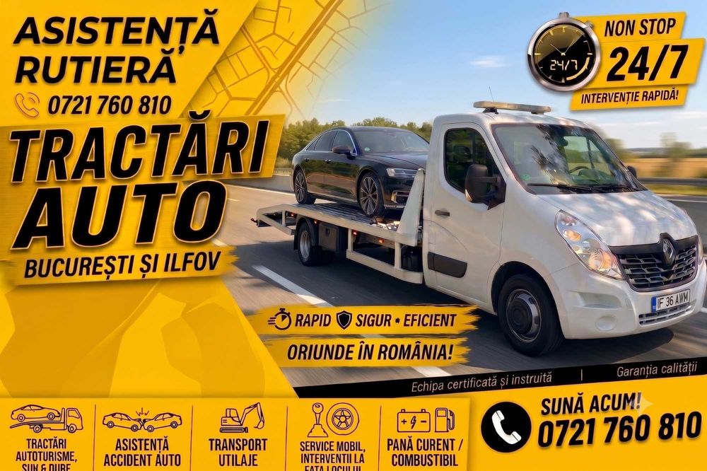 Tractari auto Bucuresti 24/7 | Sector 1,2,3,4,5,6 | Tractari Auto Ilfov NON STOP