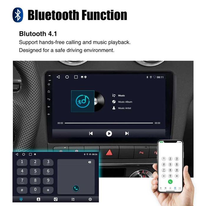 Audi A3 03/12 9” 2-DIN с Android’14, 4G/LTE, WiFi, 4/64GB, 8-core CPU