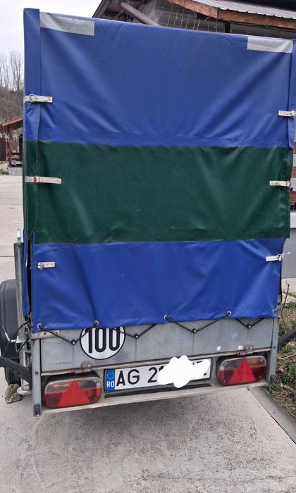 Remorcă 750kg Înmatriculată, Prelată înaltă 140 cm,stare foarte bună