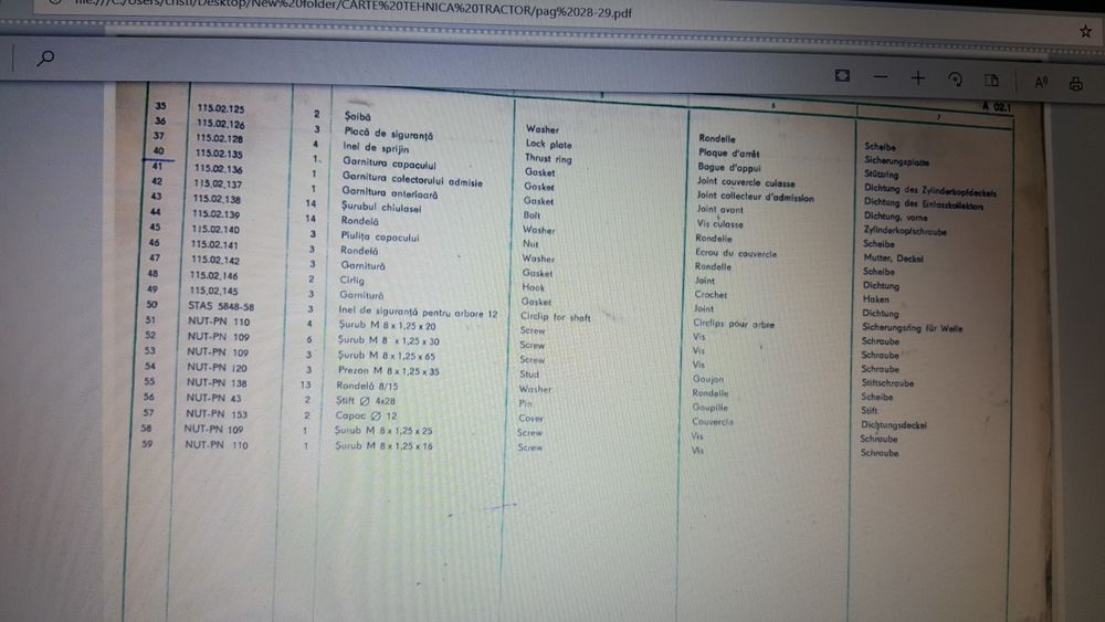 Vand catalog piese de schimb u445 pt toate modelele,L,V,DT