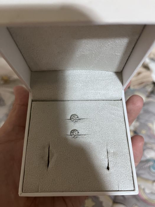 Пусеты с бриллиантами белое золото серьги