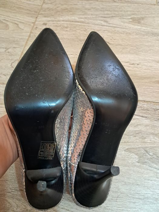 Pantofi stiletto argintii gri cu paiete BOSSI SBT BOSSI (Made in Spain) mărimea 39 (recomandat 38)