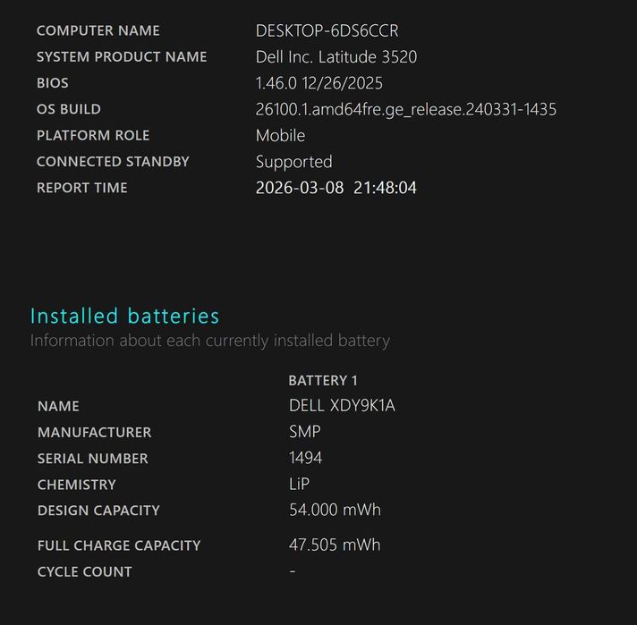 Laptop Dell Latitude 3520 / 32 GB RAM DDR 4 / I5 - 11457 / NVME 512 GB