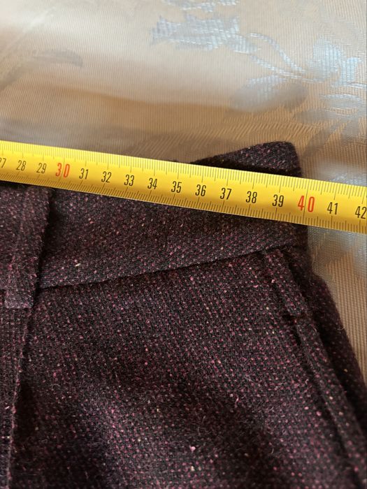 A.P.C., premium, 55% lână, pantaloni groși, texturați, vișiniu