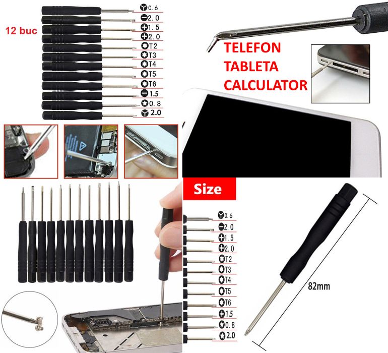 Set 12 surubelnite penru TELEFON TABLETA CALCULATOR. Noi ambalate!